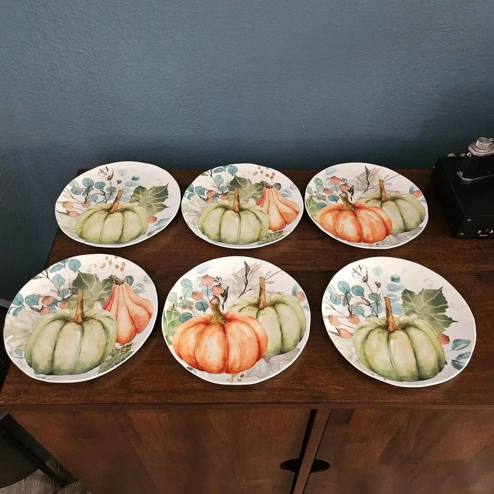 Vtg Pier 1 Pumpkin Patch Fall Thanksgiving Salad Luncheon Plate 8.5